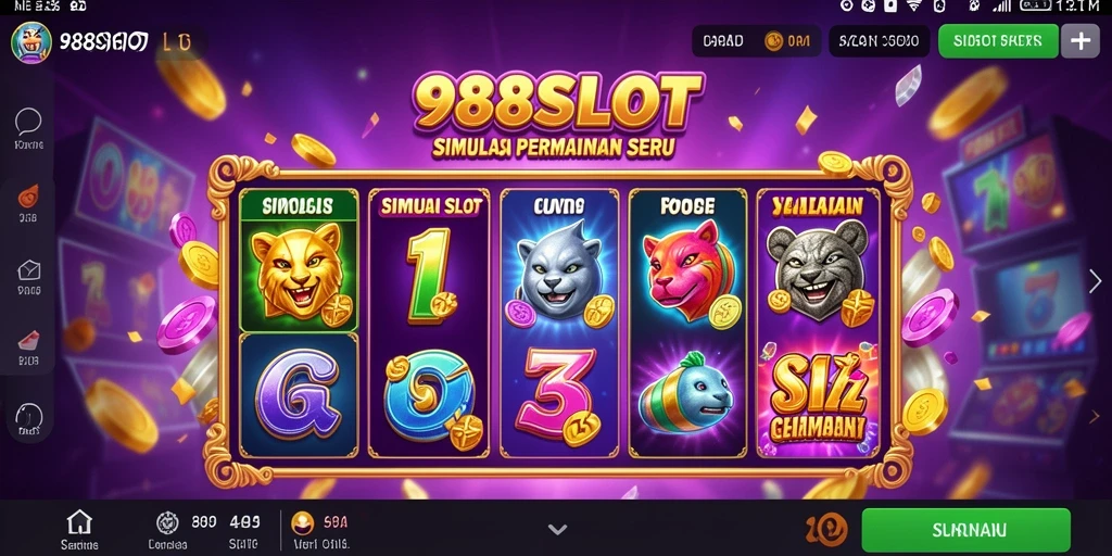 Screenshot utama 988SLOT menampilkan gameplay slot yang dinamis dan menarik.