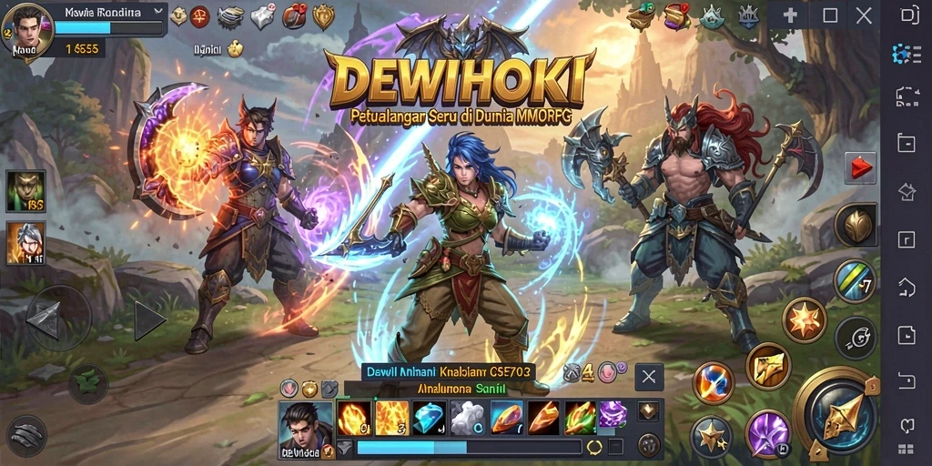 Tampilan menarik dari gameplay DEWIHOKI yang menyajikan pertarungan epik.