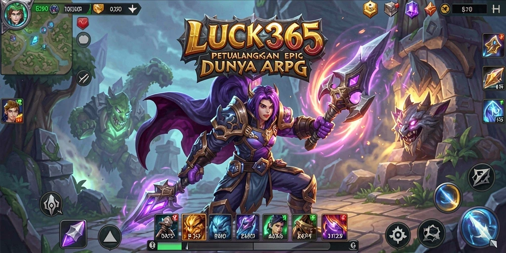 Screenshot LUCK365 menampilkan pertarungan epik dalam dunia ARPG.