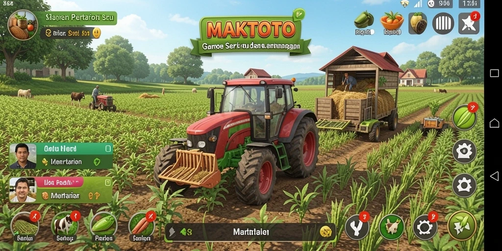 Screenshot gameplay MAKTOTO yang menampilkan lahan pertanian yang rimbun.
