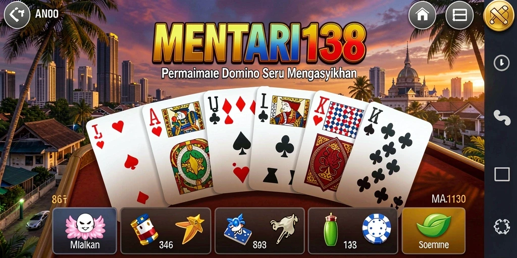 Screenshot gameplay MENTARI138 menunjukkan pemain bersaing di meja domino.