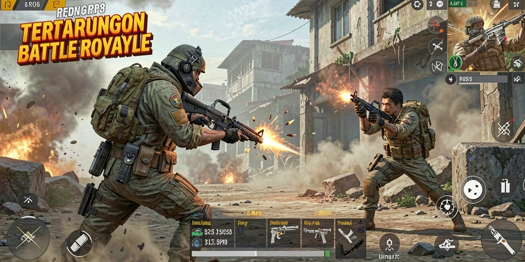 Tampilan seru gameplay Battle Royale RP8 yang mendebarkan.