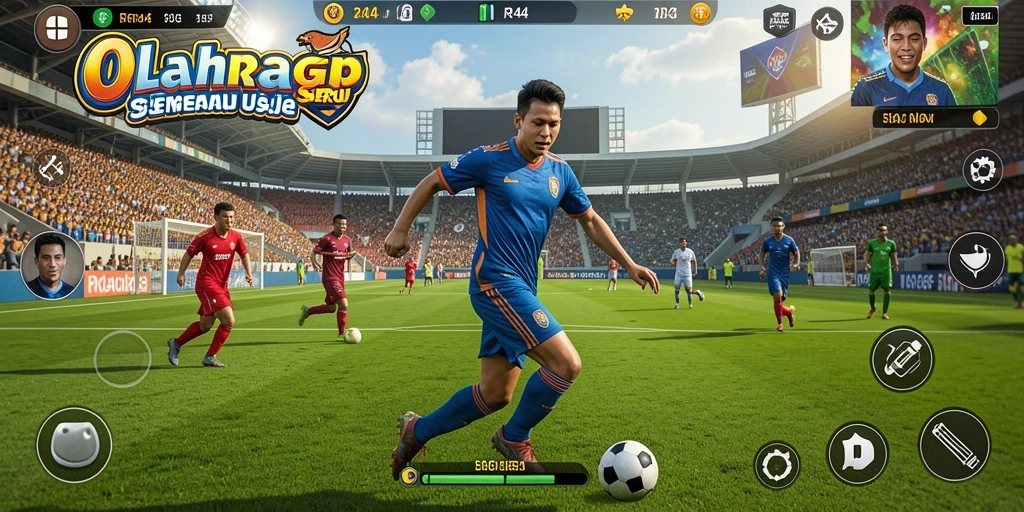 Tangkapan layar gameplay RR44 menampilkan aksi seru dalam pertandingan olahraga.